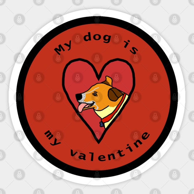 My Dog is My Valentine Round Corgi Terrier Cross Sticker by ellenhenryart